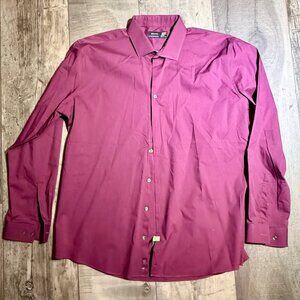 Mens Maroon XL Long Sleeve Button Down